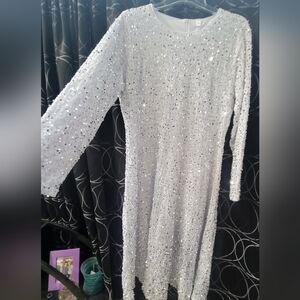 Women's Sequined White Dress XXL